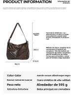 Bolso Cruzado de Gran Capacidad Diseño Plisado en Forma de Cordón Método de Espalda Múltiple - details 6
