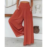 BUNO-Pantalones informales versátiles minimalistas para mujer, pantalones elásticos empalmados de cintura alta con bolsillos y pliegues, holgados, de color liso, a la moda, verano 2024 - details 6