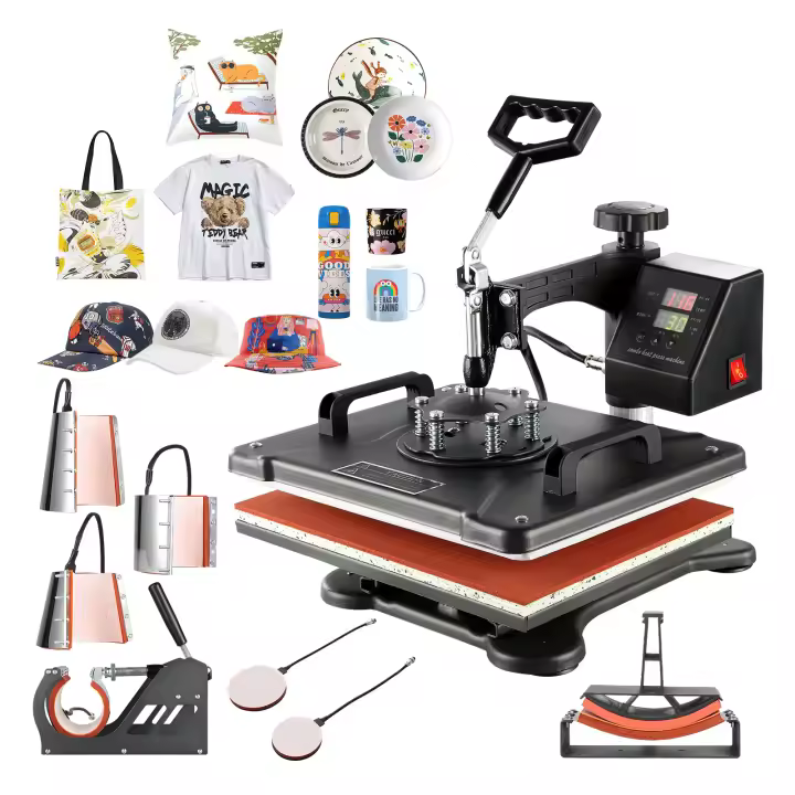 SucceBuy Máquina de prensado en caliente, prensa de camisetas para tazas, sombreros, platos y impresión por sublimación, multifuncional - 1