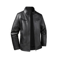Nuevos hombres Retro sólido Tops Otoño Invierno moda cuello alto abrigo a prueba de viento al aire libre suelta versátil comodidad chaqueta de cuero hombres - details 3
