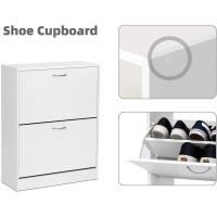 Zapatero con 2 puertas abatibles, 3 niveles, zapatero con cajón, 63 x 29 x 91,5 cm - details 4