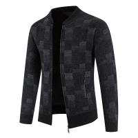Abrigo de punto con bloques de Color para hombre, suéter informal grueso que mantiene el calor, cárdigan de rejilla de moda de lana para otoño e invierno - details 3
