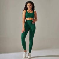 Conjunto de yoga acanalado sin costuras para mujer, ropa de gimnasio, sujetador con elevación, leggings, top de entrenamiento, chándal deportivo, 2 piezas - details 19
