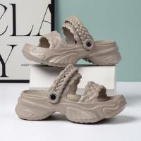 Sandalias de Playa de Cuero para Mujer 2025 Suela Gruesa, Doble Hebilla, Moda de Verano, Diseño de Pisando Mierda - details 5