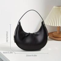 Elegante bolso de hombro con forma de luna creciente para mujer, cremallera ajustable, color sólido, con correa fija y forro de poliéster, para compras, citas, desplazamientos y uso diario - details 1