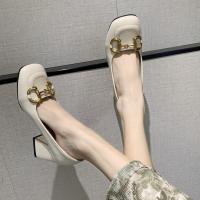 2025 nuevas mujeres Mary Jane zapatos de las mujeres tacones blancos gruesos tacones altos hermosos zapatos individuales - details 1
