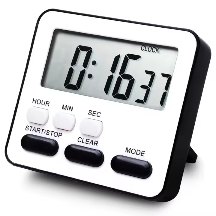 Temporizador de cocina con cuenta regresiva, despertador multifuncional, reloj de escritorio, negro - 1
