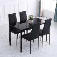 Mesa de Comedor de Cristal Mesa Rectangular para 4-6 Personas con Patas de Metal Multifuncional para Cocina Salón 120x60x75 cm Negro - details 5