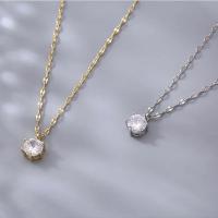 Collar Chapado en plata de ley 925, cadena de clavícula de circonita AAA brillante única versátil para mujer, joyería de boda al por mayor - details 6