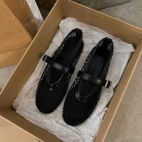 En verano, usar punta redonda, hebillas rectas, informales y cómodas, zapatos planos de mujer, zapatos individuales Mary Jane recortados, zapatos de red - details 4