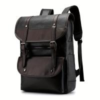 Mochila De Cuero PU minimalista Vintage de gran capacidad para viajes al aire libre - details 2