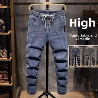 2025 nuevos pantalones vaqueros de cintura elástica para hombres de pierna recta primavera otoño cordón verano delgado suaviza tu silueta pantalones largos - details 13