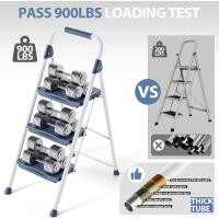 Peldaños Anchos con Baranda, Escalera de Tijera con Pedal Antideslizante, Taburete Plegable para Hogar Cocina Garaje Jardín Oficina, Capacidad de Carga de 900LBS, Azul - details 17
