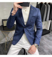 Traje de Abrigo de Piel de Ciervo de Alta Calidad Ajuste Delgado, Moda de Negocios Casual, Botón Único - details 6
