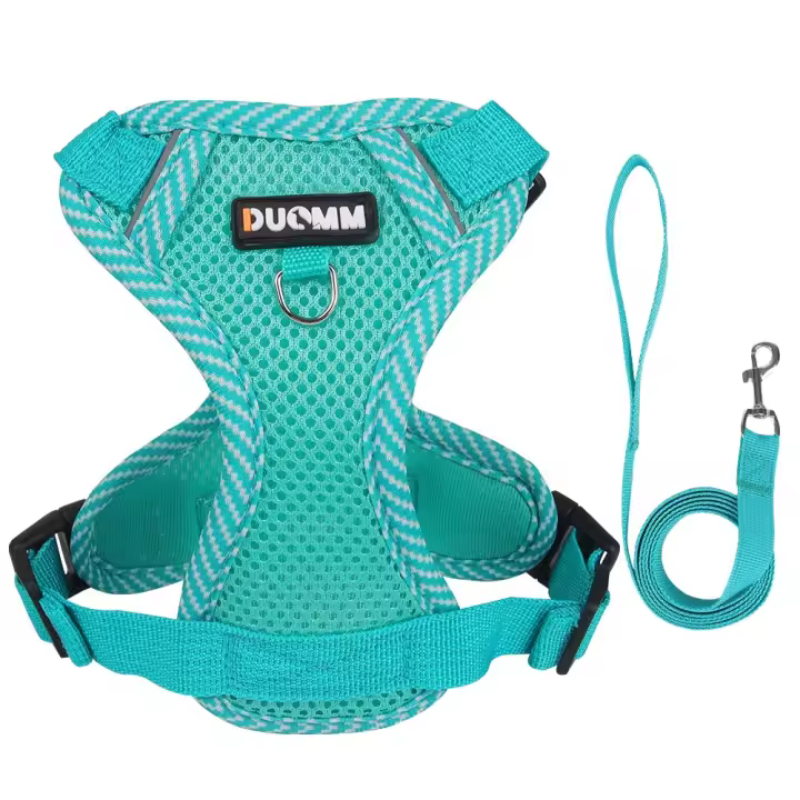 Conjunto de arnés ajustable para perro con cuerda de tracción, chaqueta a prueba de Escape, arnés, correa reflectante, collares para perros multicolor, conjunto de correa - 1