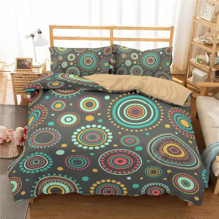 Juego de funda nórdica de Mandala, juego de cama doble con estampado de cultura de Mandala degradado púrpura para adolescentes, funda de edredón tamaño Queen King de microfibra - 1