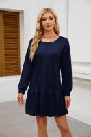 Vestido de manga larga para mujer, vestidos sueltos cortos de Color sólido, línea A, moda coreana, promoción completa, elegante - details 13
