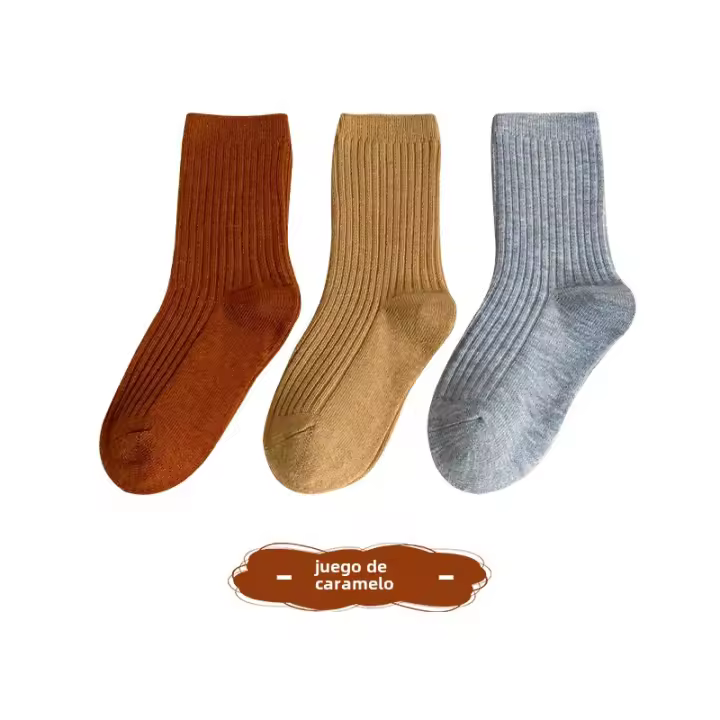Nuevos calcetines japoneses de color sólido para niños, calcetines de lana para bebés para hombres y mujeres - 1