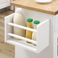 Cocina Isla Multifuncional con Ruedas 2 Cajones, 3 Puertas de Vidrio Templado, Toallera y Especiero - details 7