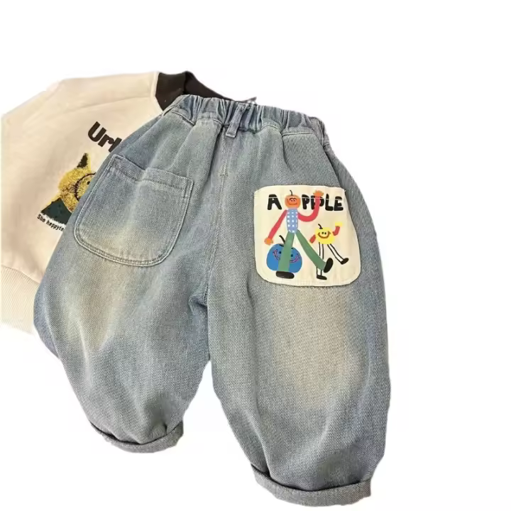 Nuevos Pantalones Vaqueros para Niños Modelos de Primavera y Otoño Estampados de Amor para Mujeres - 1