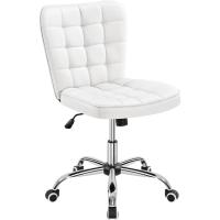 Silla de Oficina de Cuero PU Ergonómica Base de Metal Blanco Ruedas Hogar y Oficina - details 0