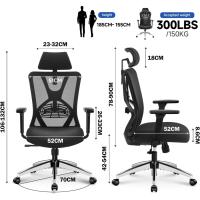 Oficina Ergonómica - Silla Escritorio Respaldo Alto con Soporte Lumbar Ajustable, Reposacabezas y Reposabrazos 3D - 130 ° Silla de Computadora Silla de Malla Mecedora - details 4