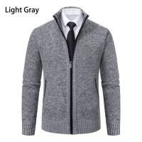 Abrigo deportivo informal para hombre, cárdigan cálido de lana con cremallera, cuello alto, Color sólido, otoño e invierno - details 22