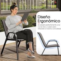 4 Sillas de Exterior, Silla de Comedor Apilable con Marco de Acero con Reposabrazos y Respaldo, 56 x 70 x 84 cm - details 7