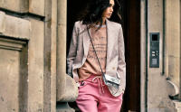 Sudadera bordada de algodón rosa con letras clásicas ZV de nicho francés para mujer, suéter bordado, principios de otoño - details 1