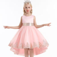 Vestido de niña elegante y moderno para princesa, con cola de malla y flores, ideal para presentaciones de piano. - details 11