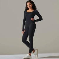 Ropa de una pieza con rosca, mono de Yoga sin costuras, Control de barriga, ropa de ejercicio de manga larga, elástico - details 15