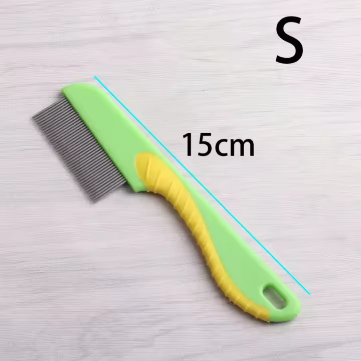Suministros de limpieza de lana, peine para pulgas de perro de acero inoxidable, forma de caballito de mar, peine de pelo de diente fino para mascotas, peine corto y largo para masaje de piojos - 1