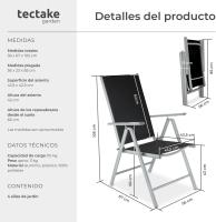 Juego de Sillas de Jardín Exterior de Aluminio 2 Piezas, Con Ruedas, Resalto Ajustable, Resistente a la Intemperie, Transpirable, Limpieza Fácil - details 37