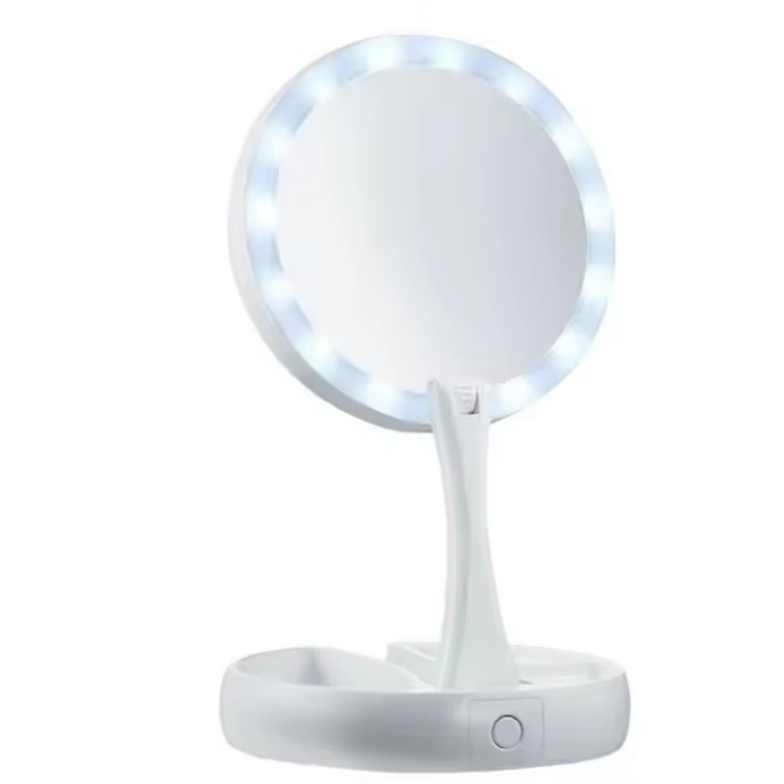 Espejo Maquillaje Para Cuidado Facial Con Luz LED, Aumento 1X/10X, Mini Espejo versátil Con Almacenamiento De sobrecorriente - 1