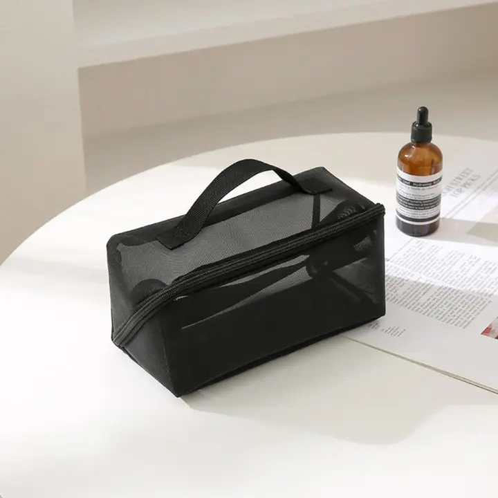 Nueva bolsa de maquillaje portátil, caja de almacenamiento de cosméticos multifuncional para ahorrar espacio, organizador de almacenamiento profesional con asa para baño - 1