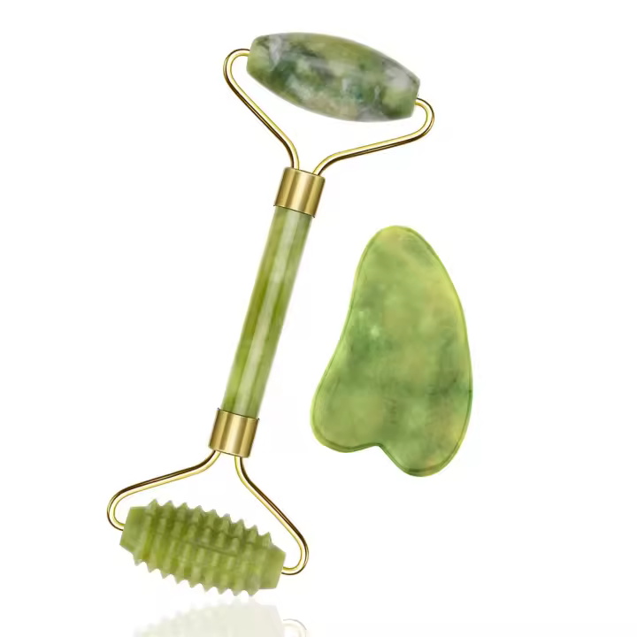 Rodillo de Jade Natural Guashal para masaje facial, herramienta de belleza de Jade Natural, raspador Gua Sha. - 1