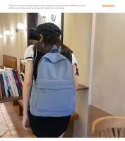 Mochila escolar impermeable de gran capacidad para mujer, mochila escolar con cremallera suave, Color sólido, mochila informal para adolescentes y niñas, suministro para estudiantes - details 26