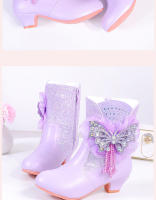 Botas de princesa para niñas Botas medianas cálidas para niños con lazo de pelo - details 8