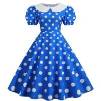 Elegante Vestido de Verano Manga Corta con Volantes Cuello Peter Pan Vintage A-e Midi Largo - details 52