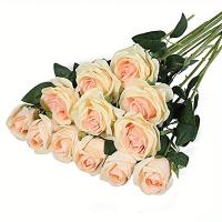 Ramo de rosas artificiales realistas para bodas, cumpleaños y más, para arreglos florales y decoración del hogar, 12 piezas - details 13