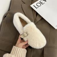 Mocasines planos de piel para mujer, zapatos cortos de felpa, cálidos, de algodón, informales, para caminar, de diseñador, nueva tendencia, Invierno - details 10