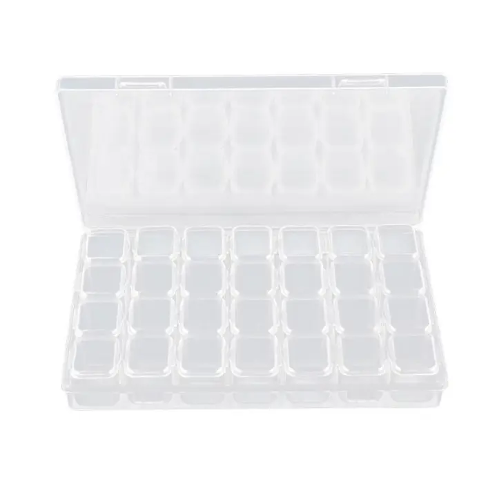 Caja organizadora de joyas y arte de uñas, 28 compartimentos, soporte de almacenamiento de accesorios de diamantes de imitación para uñas - 1