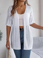 Cárdigan de punto elegante para mujer, a prueba de sol, camisetas huecas de manga corta para primavera y verano - details 6
