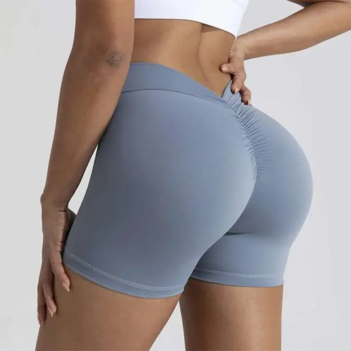 Shorts de Cintura Alta Sin Costuras para Entrenamiento Diseño V-back para Mujeres - 1