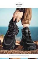 Hombres Estilo Retro Británico High-Top Primavera Transpirable Tobillo Con Cordones Trabajo De Goma Montañismo Al Aire Libre Desierto Combate Ruibarbo - details 1