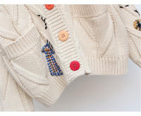 Cárdigan de punto cálido para mujer, chaqueta bordada con bolsillos, abrigo holgado, otoño e invierno, 2023 - details 3