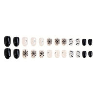 Parche de uñas postizas de Halloween para mujer, decoración de uñas elipse única en blanco y negro, maquillaje de manicura - details 4