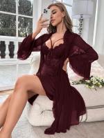 Lencería sexy para mujer, sexy, reunir pechos pequeños, tirantes de encaje, camisón de malla, traje sexual, ropa de estar - details 17
