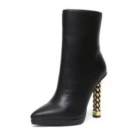 Botines de tacón alto decorados con metal a la moda, superventas, Giaro AFFAIRE negro mate - details 1