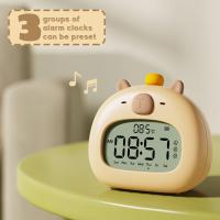 Reloj LED junto a la cama, despertador para niños, entrenador de sueño para niños, pantalla de temperatura con Control recargable, capibara Digital bonito - details 1